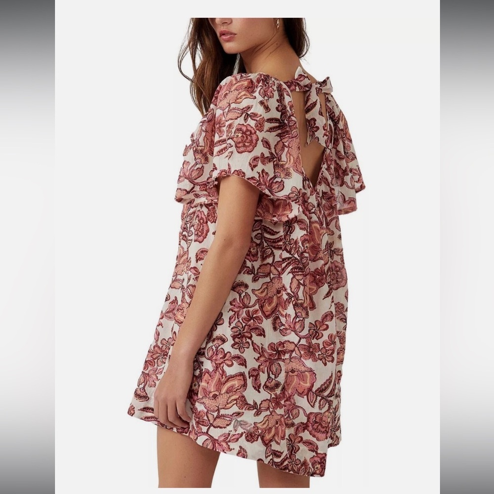 NWT Free People Women's Kauai Getaway Boho EmbroideredTunic Top with Tie back- M